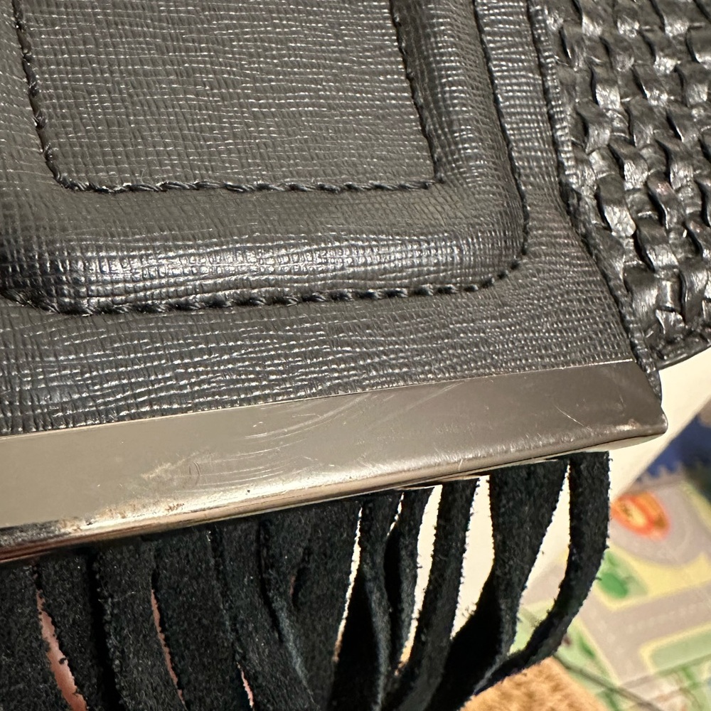 Dirty Ballerina Black Woven Crossbody Bag with Fringe - Picture 4 of 14